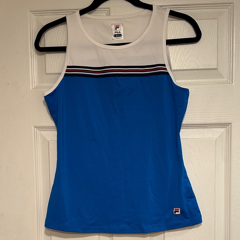 FILA Women's Striped Blue and White Tank Top
